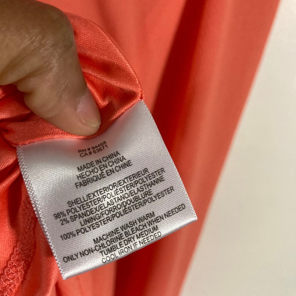 BCBG Paris Tie Front Midi Dress Womens Medium Coral Pink Short Sleeve - Picture 10 of 12